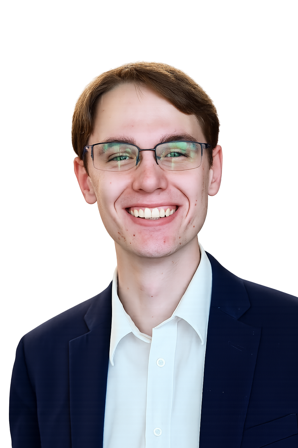 A super handsome man smiles for a professional headshot